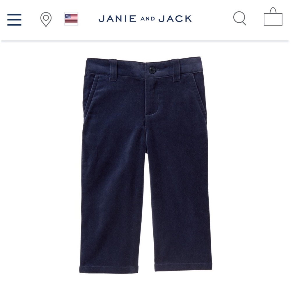 Boys Janie and Jack sz 5 Blue Velvet Dress pants academia collegiate preppy